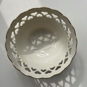 Lenox Bowl decorated with hearts. Gold trim.